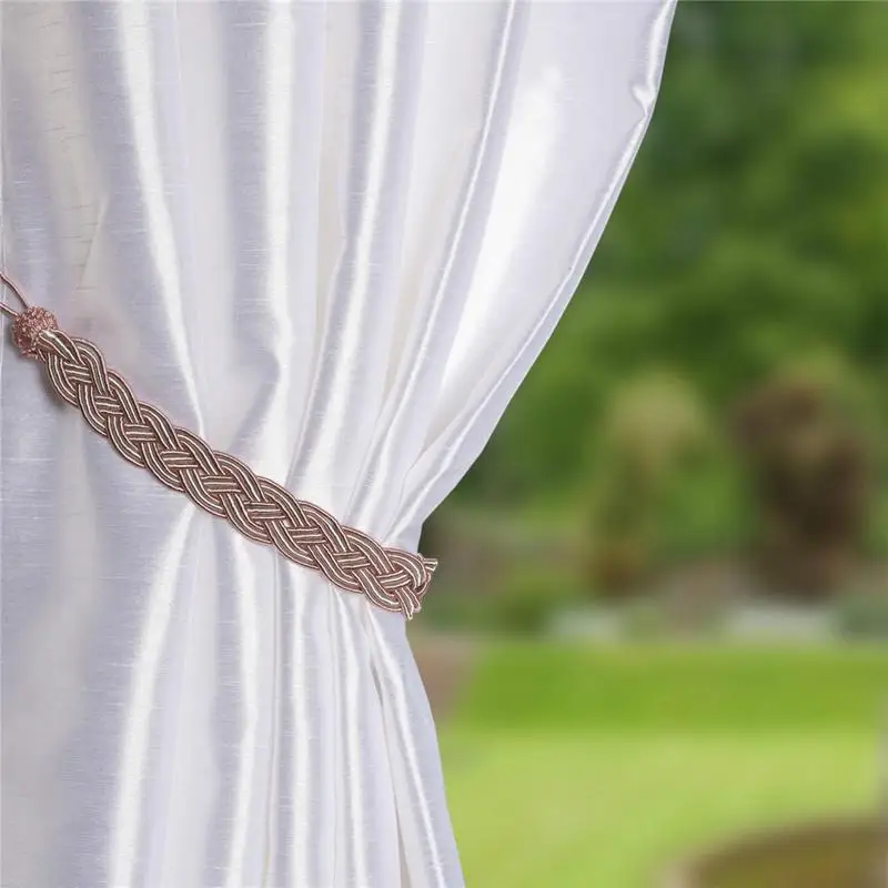 

1 Pair Of Modern Simple Braided Rope Satin Cord Hand-Braided Satin Rope Curtain Tie Backs Simple Curtain Accessories