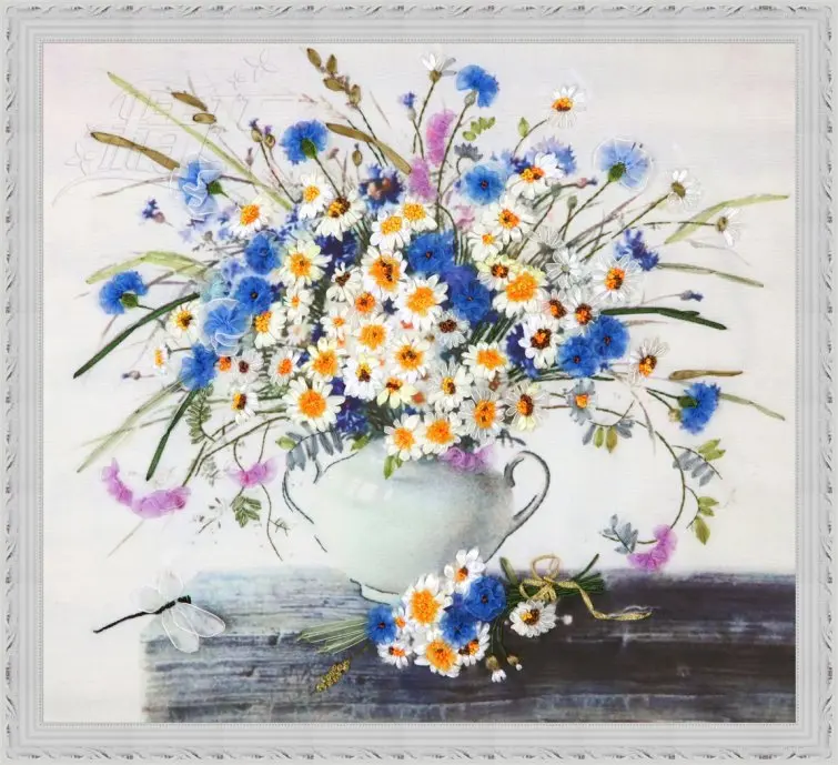 594 16 De Réduction5d Diamant Broderie Fleurs Camomille Dessins Point De Croix Dmc Point Mosaïque Peinture Dessins Cristal Montagne Couture In