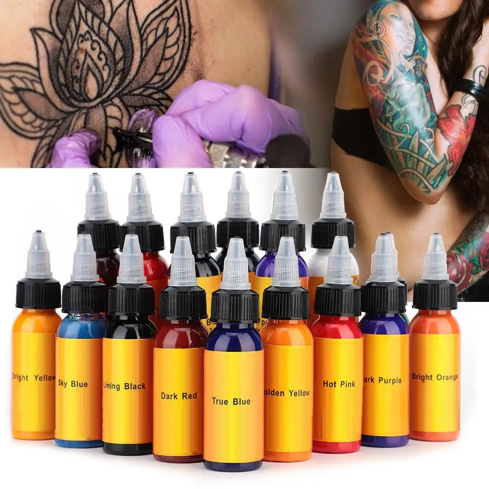 30ml/Bottle 16 Colors Tattoo Makeup Ink Pigment Professional Beauty Body Art Inks a ophir 30ml bottle airbrush body paint ink pigment temporary tattoo common color inks ta053 1 18