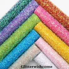 Glitterwishcome 30X134 см мини ролл синтетическая кожа, Fluo с эффектом блестящей кожи, ткань винил для Луки, GM039