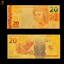Nuevo Producto Brasil oro billete de 20 Reyals de billete dorado de aluminio de Artesanía de Metal papel falso dinero colección