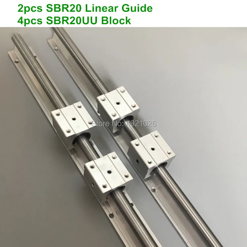 

2pcs SBR20 linear guide 1000 1200 mm 20mm Linear rails 4pcs SBR20UU Ball Bearing Block CNC Router