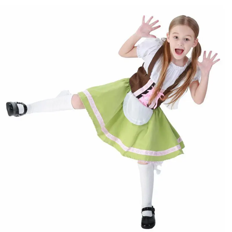 

Germany Oktoberfest Kids Beer Girl Bavaria Costume Halloween Children Performance Cosplay Maid Heidi Dirndl Dress