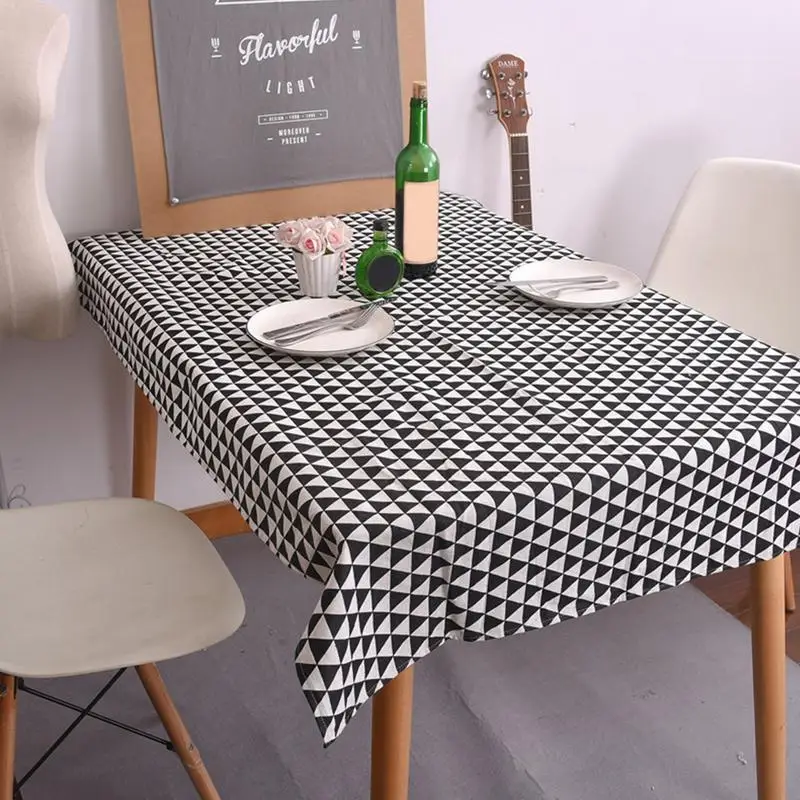 Us 9 83 29 Off Black White Triangle Geometric Pattern Dot Plaid Table Cloth Dinner Rectangular Antidepressant Tablecloth Kitchen Cover In