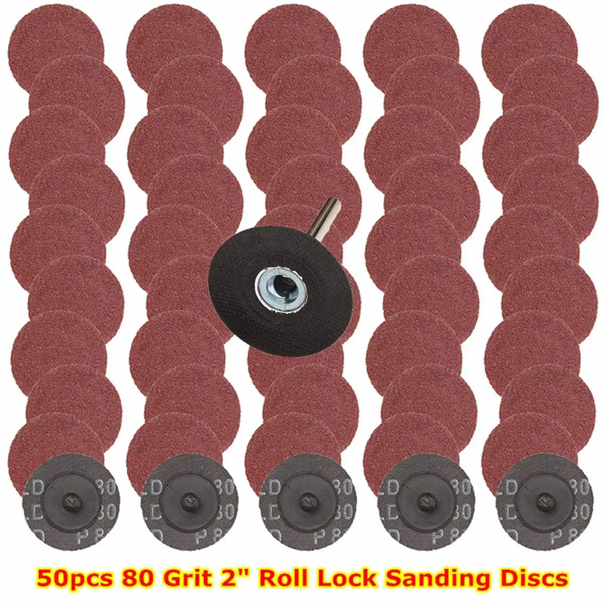 50pcs Sanding Disc Sandpaper 80Grit 2inch/50mm Roll Lock Sanding Disc