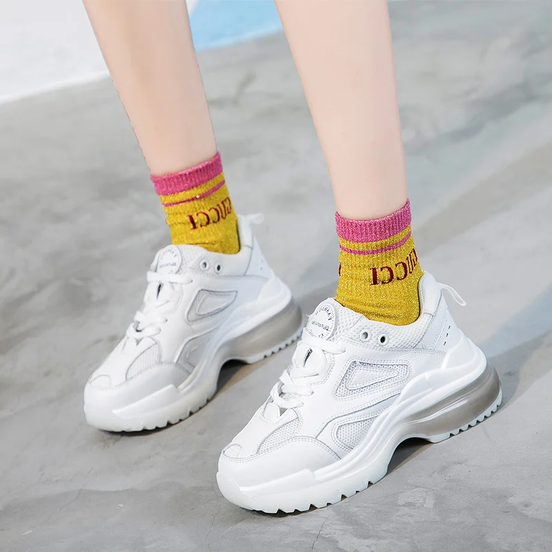 

Height Increasing chunky trainers Women Non-Slip Thick Sole Casual Walking Shoes Ladies Small White Shoes Woman Lace-Up Sneakers