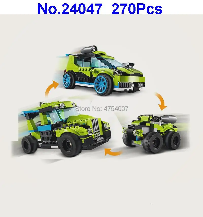 

270pcs 3in1 Creator Rocket Rally Racing Car Building Blocks Compatible 31074 Toy