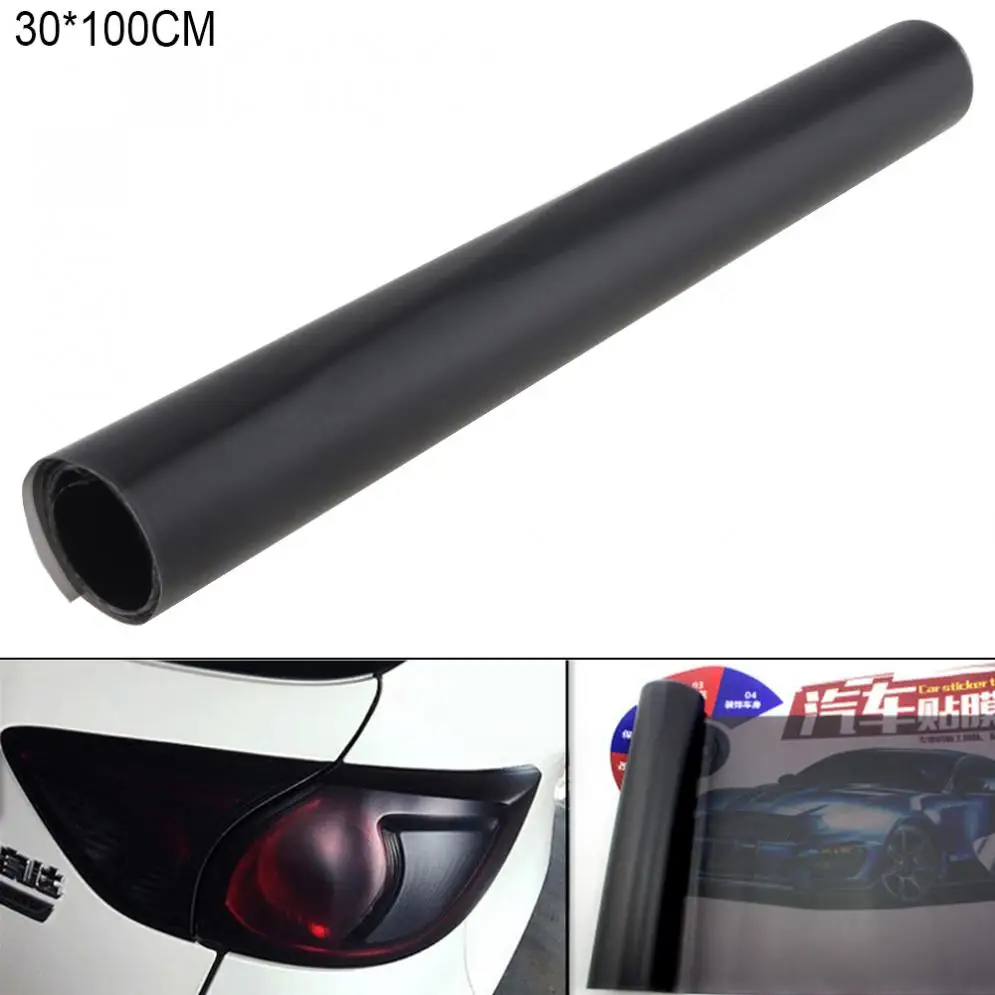 

30 x 100 CM PVC Matte Black Automobile Headlamp Taillight Fog Lamp Color Changing Film Sticker for Car / Motorcycle