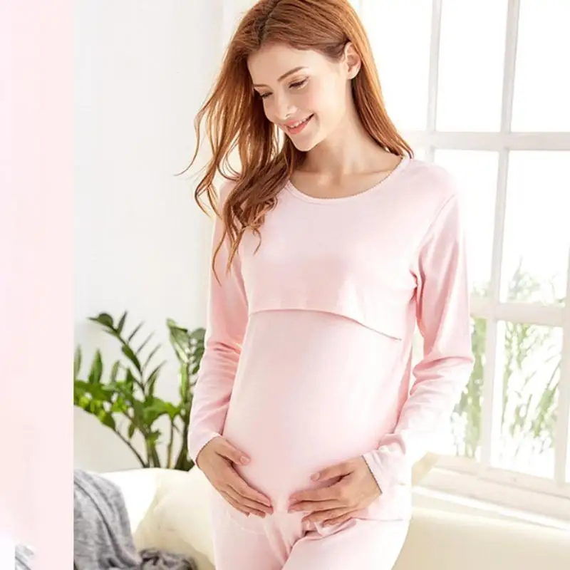 

Spring autumn Maternity Pajamas Soft cotton Pregnancy Nightgown homewear for Pregnant Women Nursing home clothes Sleepwear G3