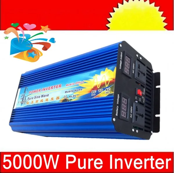 

Digital Volt Display AC Inverter Solar Inverter 5000Watt / 5000W 12/24/48VDC to 110/220VAC 10000W Peak Pure Sine Wave Power Inve