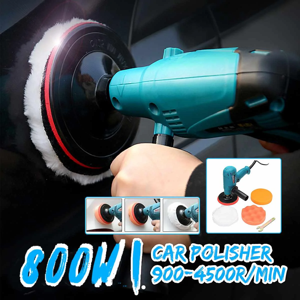 

Polishing Machine Waxing Sander Buffer 800W Electric Polisher Speed Adjustable AC 220V Durable Multi-functional Head Anti-fall