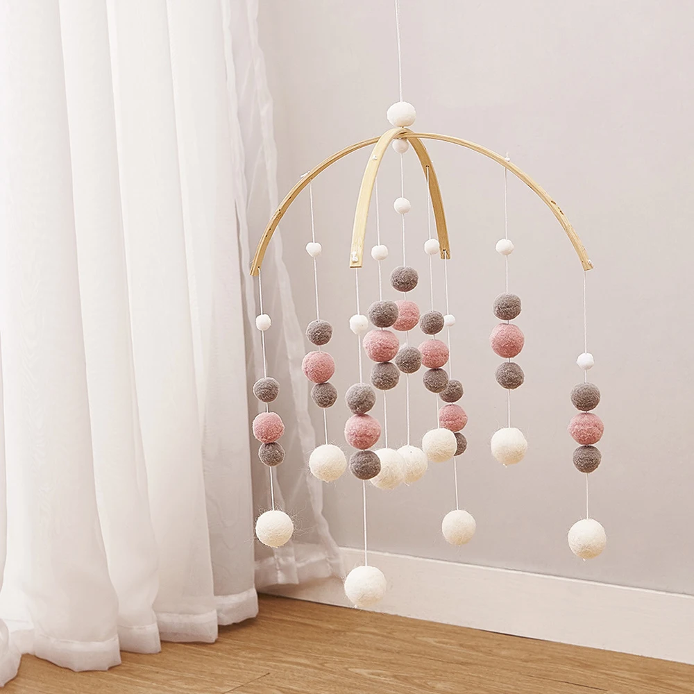 

INS Nordic Style Pom Pom Ball Wind Chimes for Kids Room Baby Bed Hanging Wind Bell Newborn Gifts Nursery Decor Photography Props