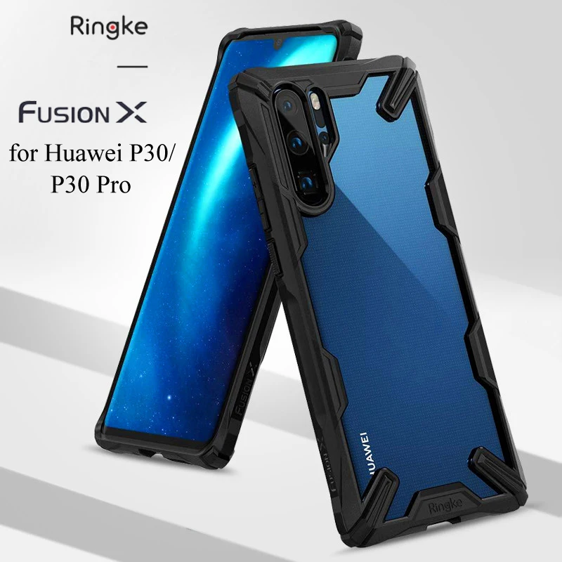 Skup Ringke Fusion X dla Huawei P30 Pro Case podwójna warstwa Heavy Duty ochrona przed upadkiem PC przezroczysta tylna pokrywa i miękka ramka z tpu Hybrid