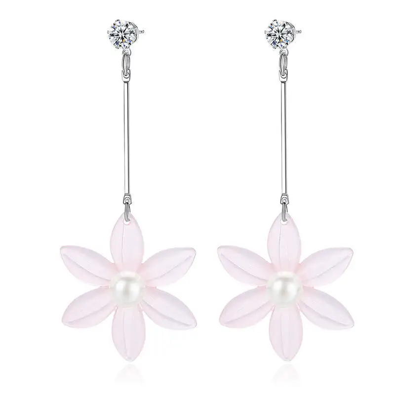 

HPXmas Fashion Flower with Imitation pearls Tassel Statement long Drop Dangle Earrings Women Wedding Party jewelry gift