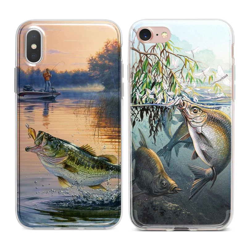 Bass Fishing Trout Coque Clear Soft TPU Silicone Phone Cases for iPhone