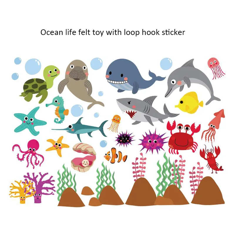 

2018 New Felt DIY Craft Material Kit Handmade ocean Life Fish Shark knutselen hobby nuvem Child Toy Gift with adhesive loop hook