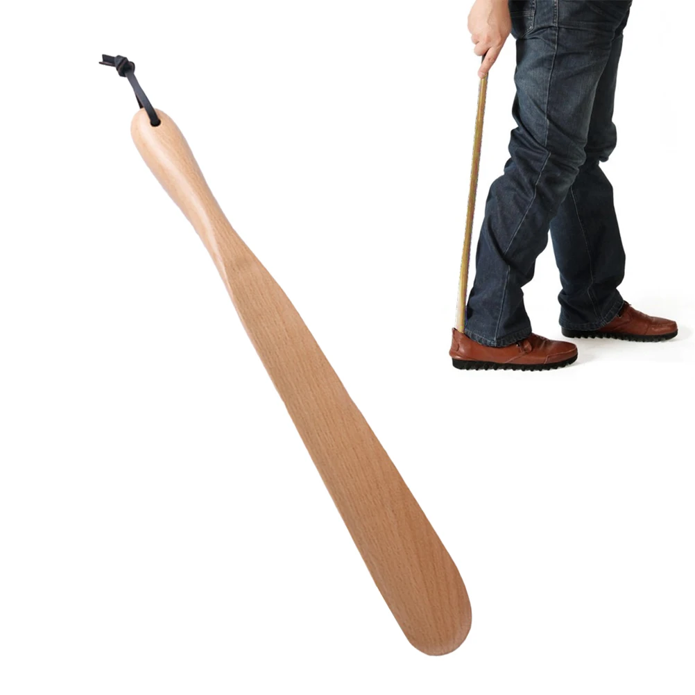 Shoe Horn Long Handle Comfortable Beech Professional Shoe Lifter Shoe Horn Tool for Seniors Pregnancy Men