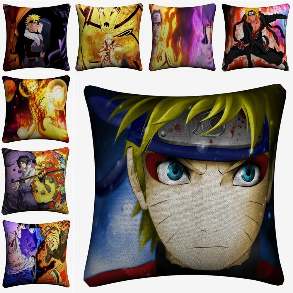 Naruto Shippuden Fight Anime Decorative Pillow Case For Sofa 45x45cm