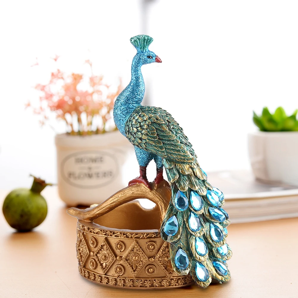 

Creative Handcraft Peacock Modelling Design Resin Ashtray Succulent Plants Pot Resin Home Office Decor Ashtray