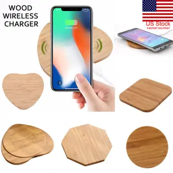 

Wood Bamboo Wireless Charger Desktop Charging Pad For iPhone 8/8 Plus X Note Smart Accessories