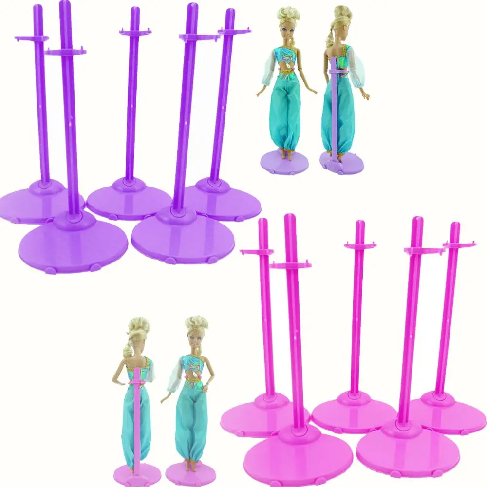 

5 Pcs Pink / Purple Holder Model Display Mannequin Stands Waist Support DIY Dollhouse Accessories for Barbie Doll for Blythe 12"