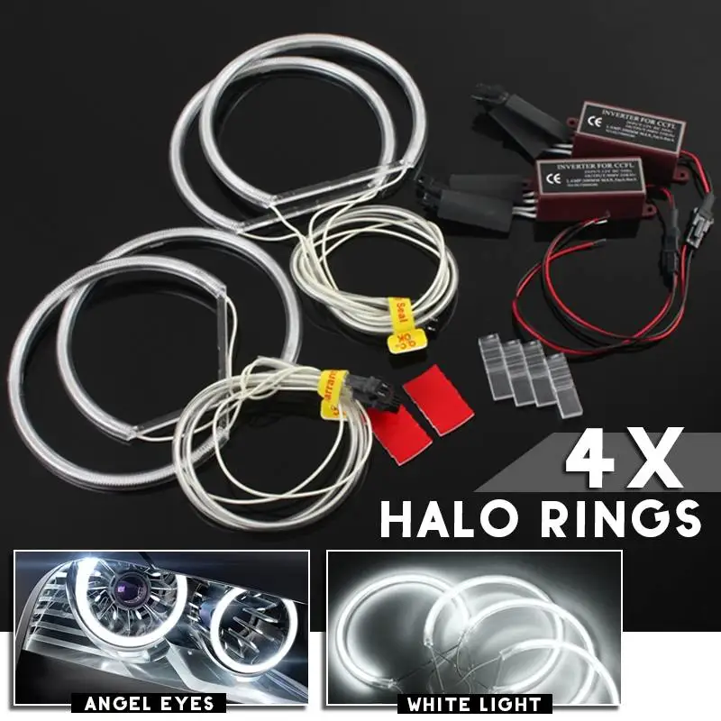 Hot Sell 4pcs 130mm CCFL Angel Eyes Halo Rings Lights Xenon LED White Headlight Bulbs Angel Eye for BMW E36 E39 E46