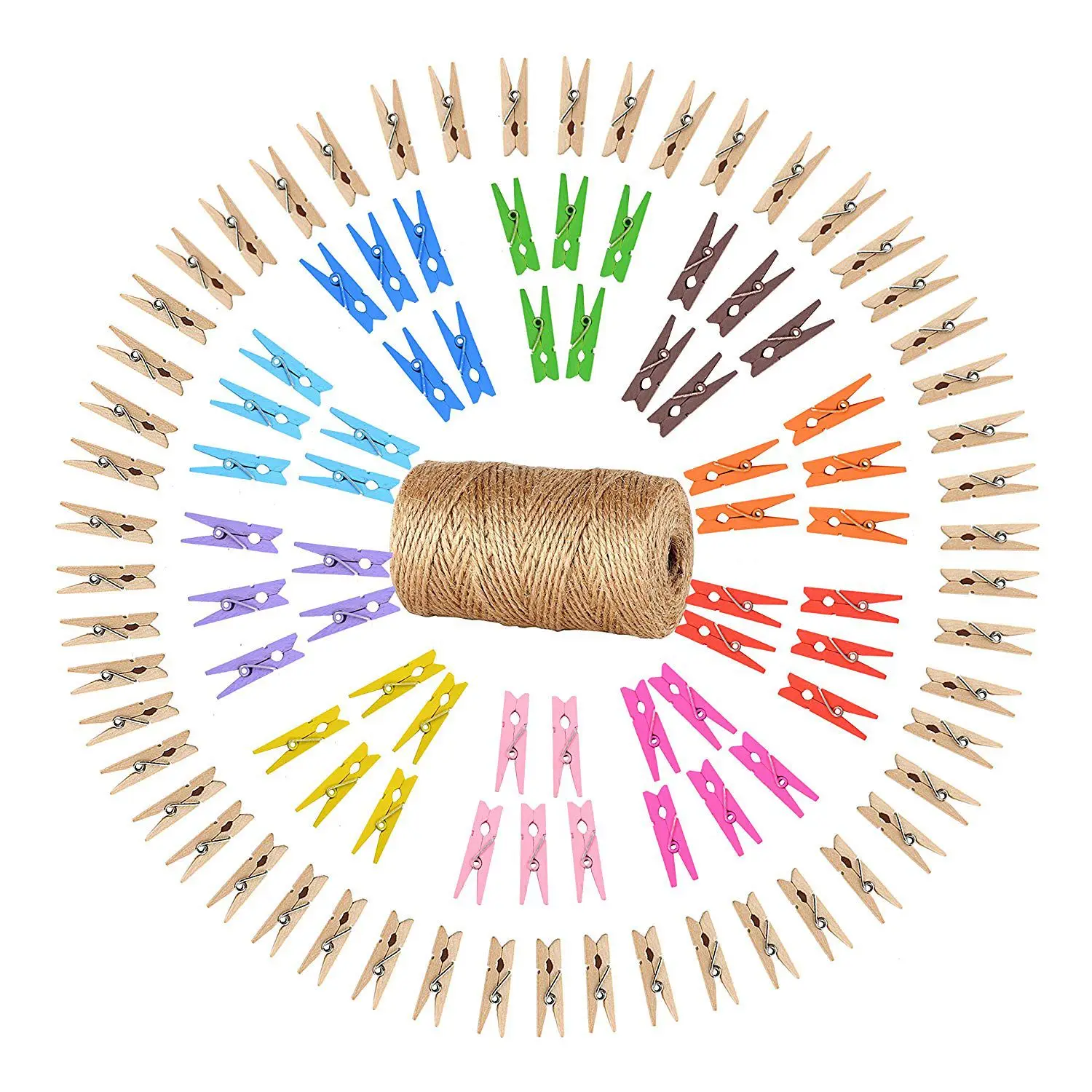 #*Cheap Clothespins wood mini with cord string set 100 small wooden clothespins wooden clips + 100m jute string photo wallet photo a