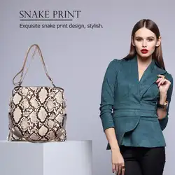 Змеиный принт на плечо ведро сумка кожаные женские сумочки сумки через плечо для женщин 2019 хит продаж, роскошный сумки женская сумка