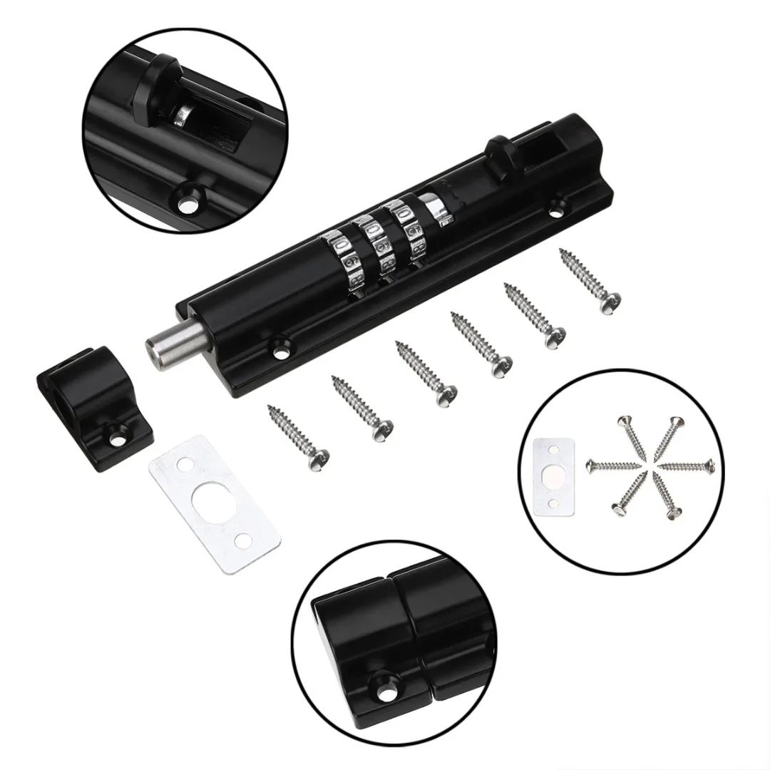 

1pc Door Bolt Lock Latch Barrel Slide Catch Code Resettable Lock For Gate Shed Garage Cabinet White/Black Locks Mayitr