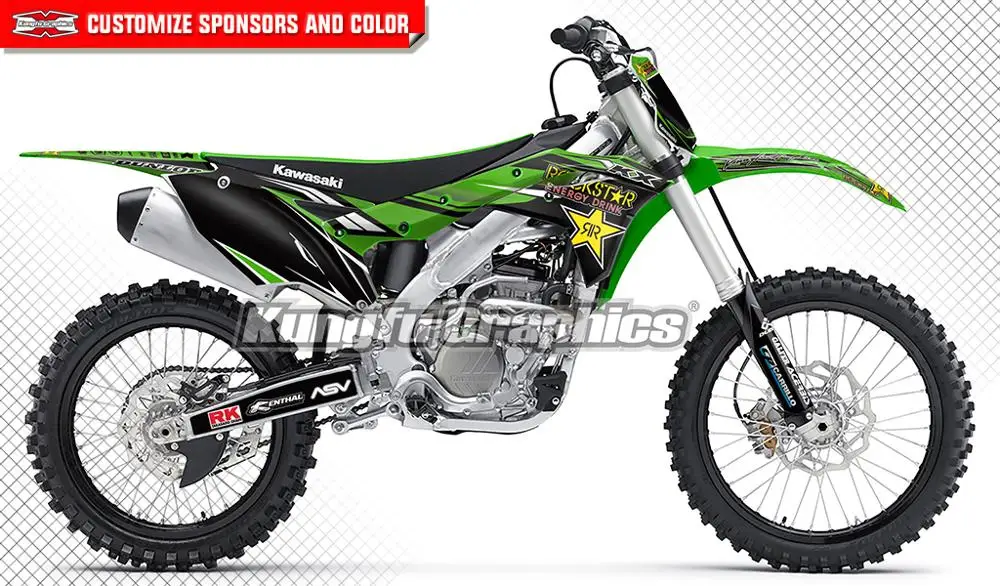KUNGFU графика MX гонки эндуро наклейки Набор наклеек для Kawasaki KXF 250 KX 250F KXF250 KX250F 2017 2018