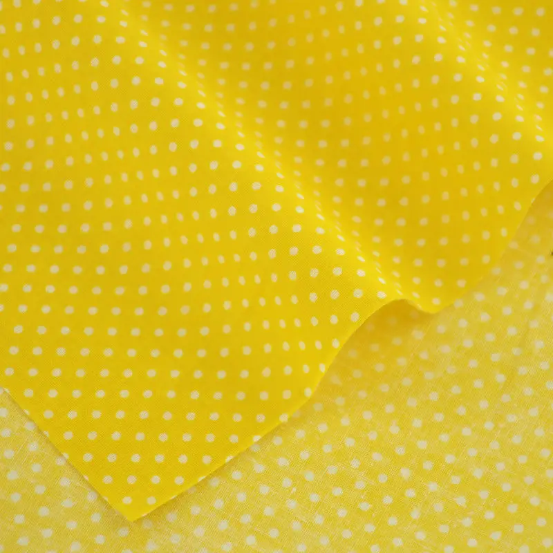 Booksew Yellow Cotton Plain Fabric Lovely White Dots for Curtain Pillow Tilda Doll Patchwork Telas Tecido Tissue Art Work