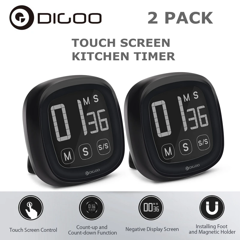 

Digoo LCD Timer Display Touch Srceen Electric Digital Kitchen Timer Alarm Clock Magnetic Backing Countdown for Cooking Exercise