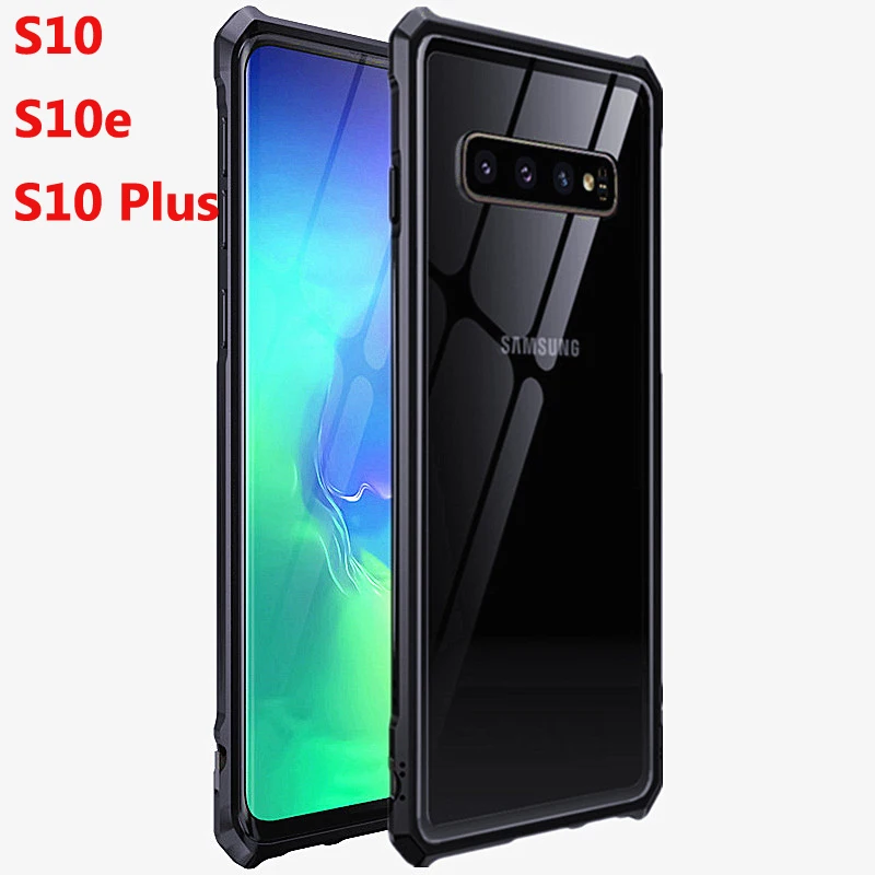 Для samsung Galaxy S10 Plus бампер S10E телефонные чехлы алюминиевая металлическая рамка бампер с прозрачным закаленным стеклом задняя крышка для S10 E