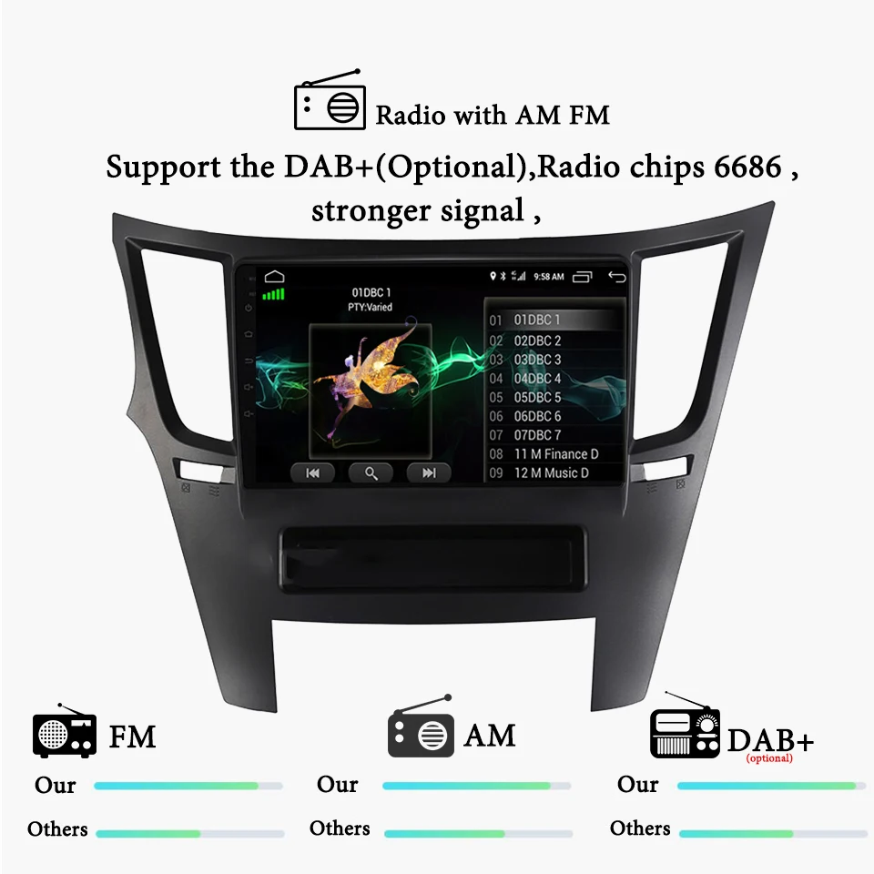  Android 10.0 Car GPS Nav Auto Radio DVD Player Head Unit For Subaru Legacy Outback 2009-2014 Dark C