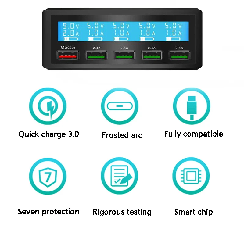 

Qualcomm QC3.0 Car Charger USB Charger Portable Multi USB Port Rapid Charger 5 Port USB Socket Fast Charger For xiaomi powerbank