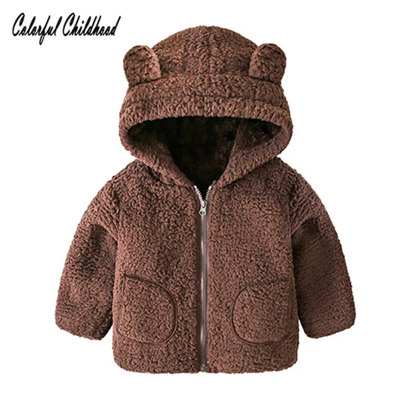 

Toddler Baby Girl Clothes Girls Boys Thicken Winter Faux Fur Hodded Cute Bear Ears Jackets Zipper Outerwear Children Coat 2-12t