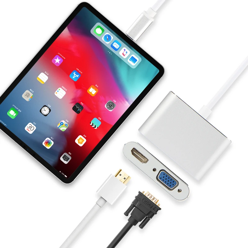 Адаптер конвертер HUWEI USB C в HDMI VGA Женский Кабель концентратор для iPad Pro 11 12 9 дюйма