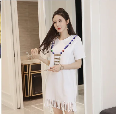 

Pengpious 2019 spring postpartum women nursing tassel dress short sleeve fashion printed lactation dress cotton breastfeeding