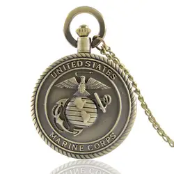 IBEINA USMC карманные часы США Корпус морской пехоты ветераны Полный Охотник кварцевые выгравированы Fob ретро кулон карманные часы цепи