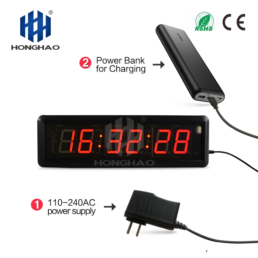 Часы с обратным отсчетом, светодиодный таймер, светодиодный цифровой таймер, секундомер, Honghao