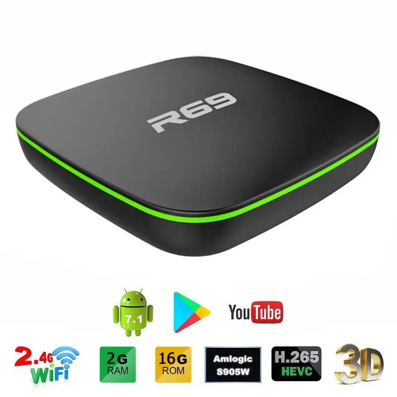 ТВ приставка R69 на Android 7 1 с 4 ядерным процессором Wi Fi DDR3 + 8/2 ГБ|ТВ-приставки и