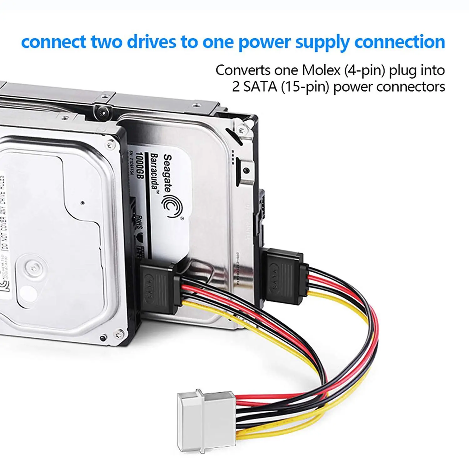 Комплект подключения жесткого диска SSD/SATA (1x4 Pin на двойной 15 SATA кабель питания 1x15