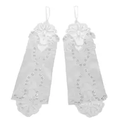 1 пара свадебное вечернее платье без пальцев Жемчуг кружево атлас Прихватки для мангала костюм новый
