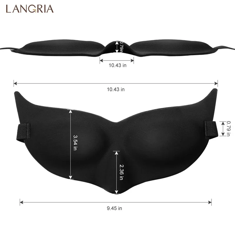 Венецианская маска для глаз LANGRIA сна 3D Контурная форма кошачий без Давления из