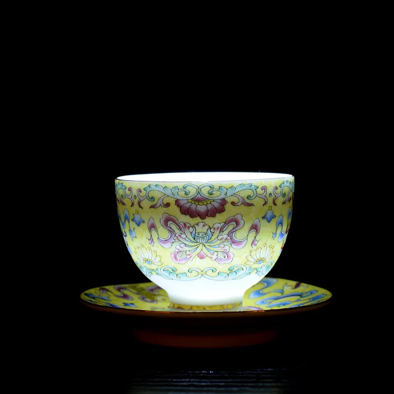 

Jindezhen Enamel Color Teacup Ceramics Teacup Pastel Trace A Design In Gold Sip Tea Cup Master Single Cup Hand Kungfu Online