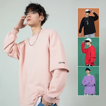 

Spring New Hoodies Men's Fashion Solid Color Casual Sweatshirt Man Streetwear Trend Wild Hip Hop Loose Pullover Male Sportswear