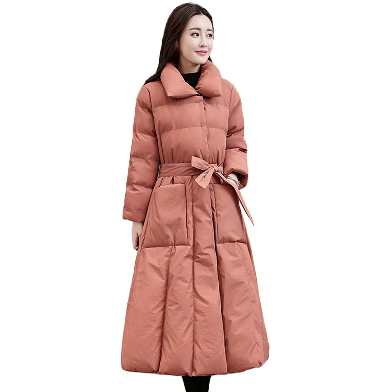 Parkas red Vers Mince Long Poches Le 2018 Femmes Épais Manteau Black Solides Pj296 Taille À Coton Survêtement Mode Nouveau Rembourré La Veste D'hiver Pink Bas leather Plus wqFnf0