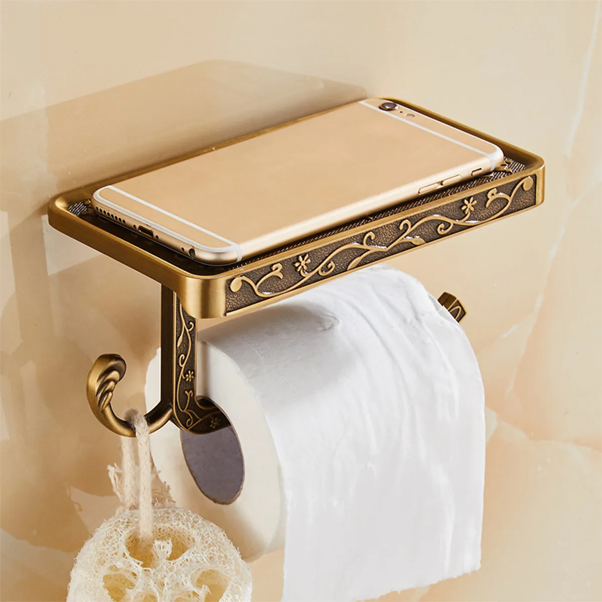 Античный резной держатель для мобильного телефона из цинкового сплава с полкой для ванной комнаты держатель для туалетной бумаги коробки для салфеток
