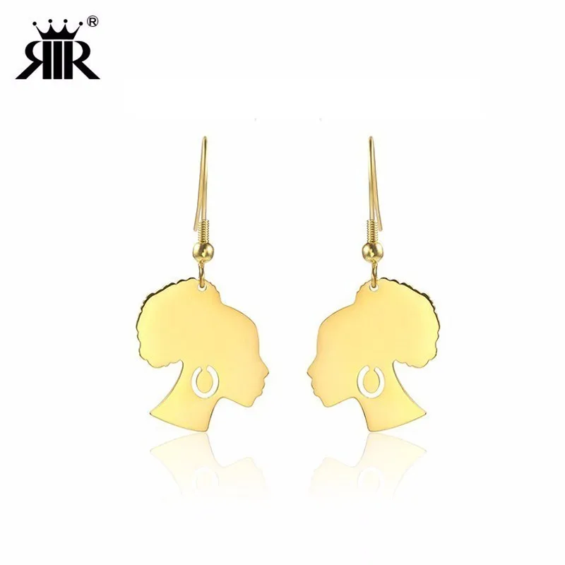 

RIR Fashionable Stainless Steel Eardrop African Central Ethnic Ornaments African Simple Women Outline Earings Jewelry
