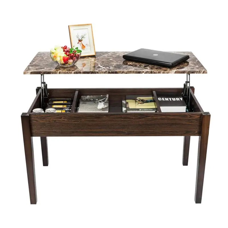 

Lift Top Coffee Table Modern Furniture Hidden Compartment and Lift Tabletop Brown